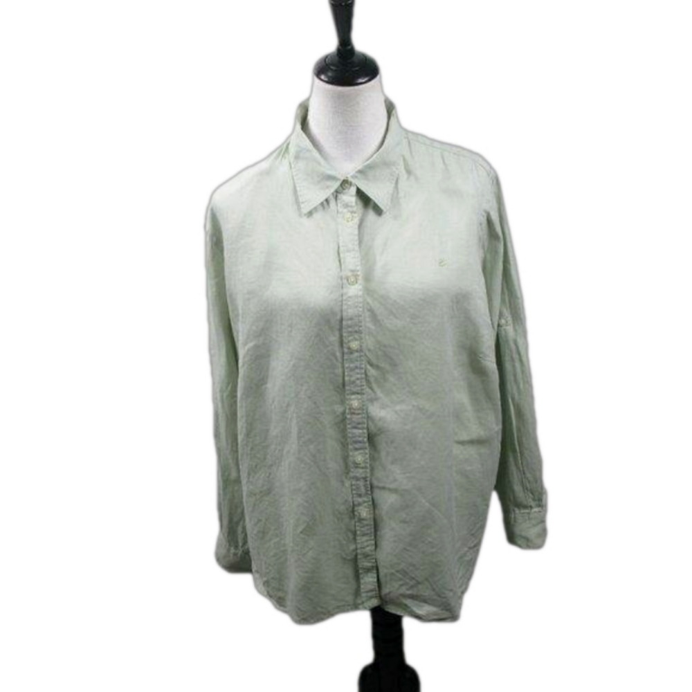 Lauren Ralph Lauren Light Green 100% Linen Blouse Size 3X